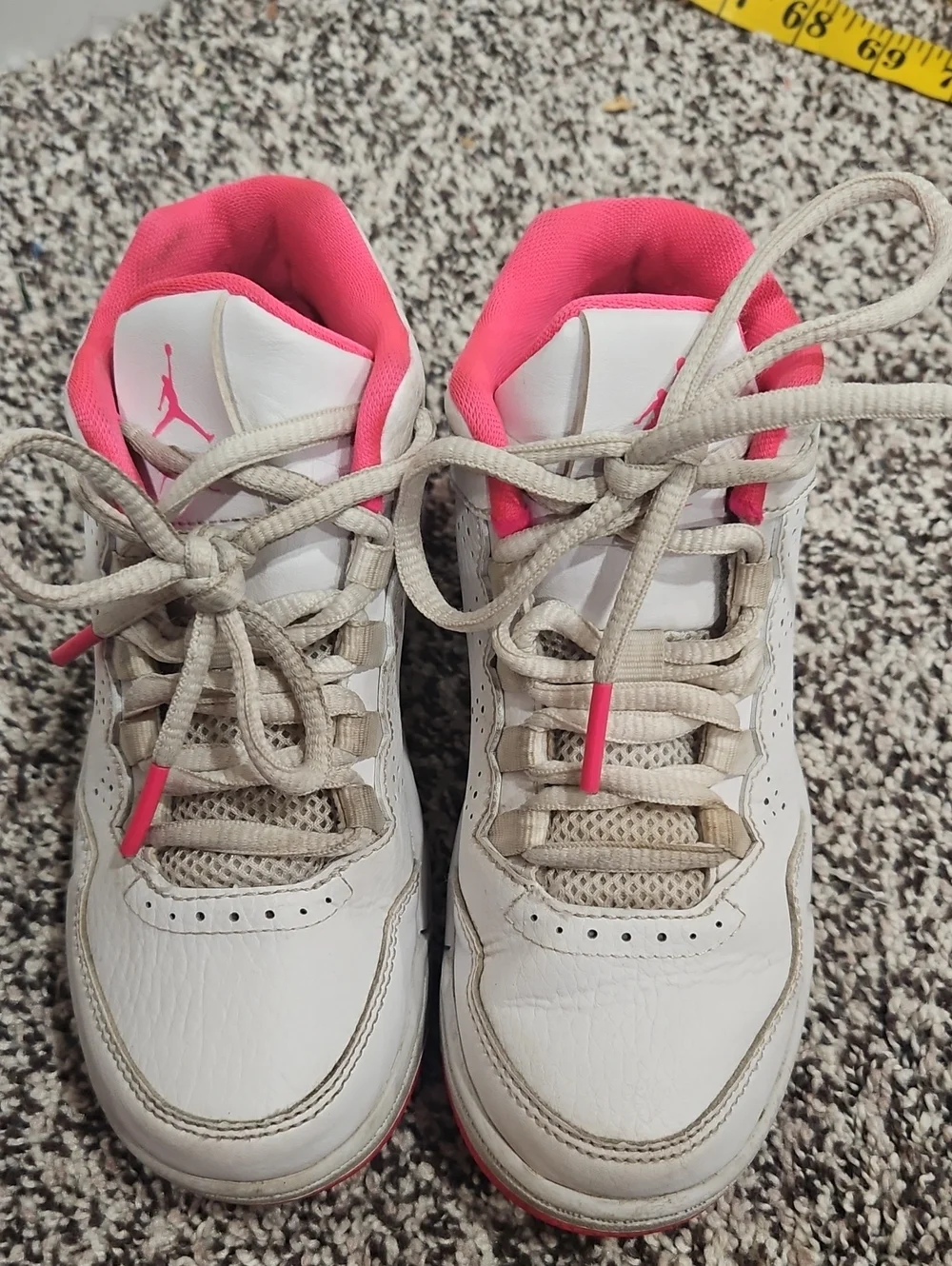 Jordan Kids White Sneakers with Pink Accents